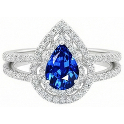 Natural Sapphire Ring 4.90ct - White Gold 14K