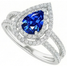 Pear And Round Cut 4.90 Ct Ceylon Sapphire Natural Earth Mined DIAMOND ( NOT LAB GROWN )s Ring