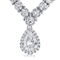 Pear And Round Real Diamond Women Necklace Gold Jewellery 27 Ct