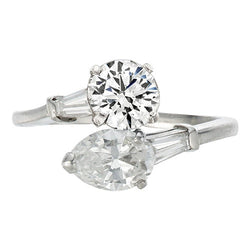 Pear And Round Toi Et Moi Natural Diamond Ring
