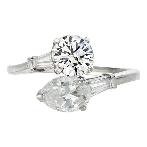 Pear And Round Toi Et Moi Natural Diamond Ring