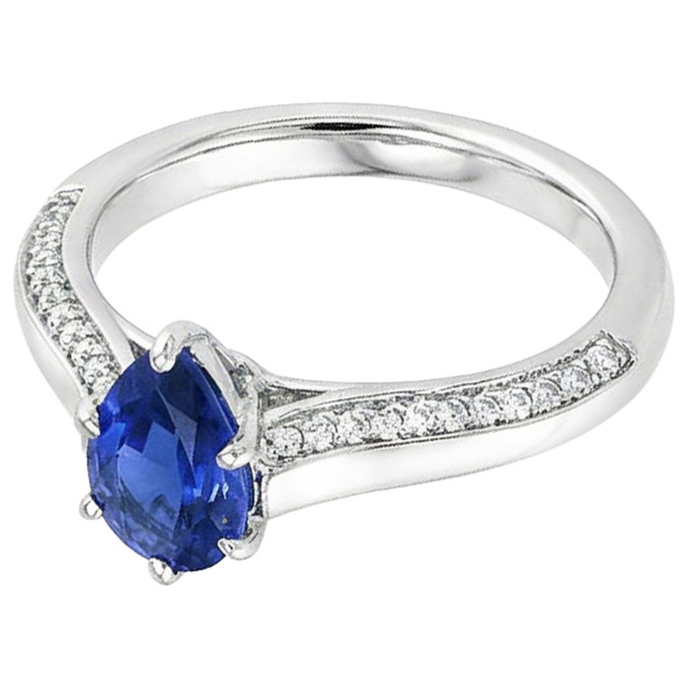 natural round sapphire 4.50ct ring top view