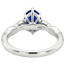 natural round sapphire 7.25ct ring on white background