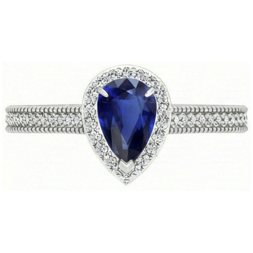 Custom Royal Blue Sapphire Gemstone Ring 1 ct – front view