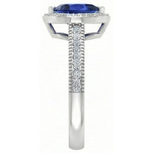 Pear Shape Royal Blue Sapphire ring in 14 Karat White Gold – angle view