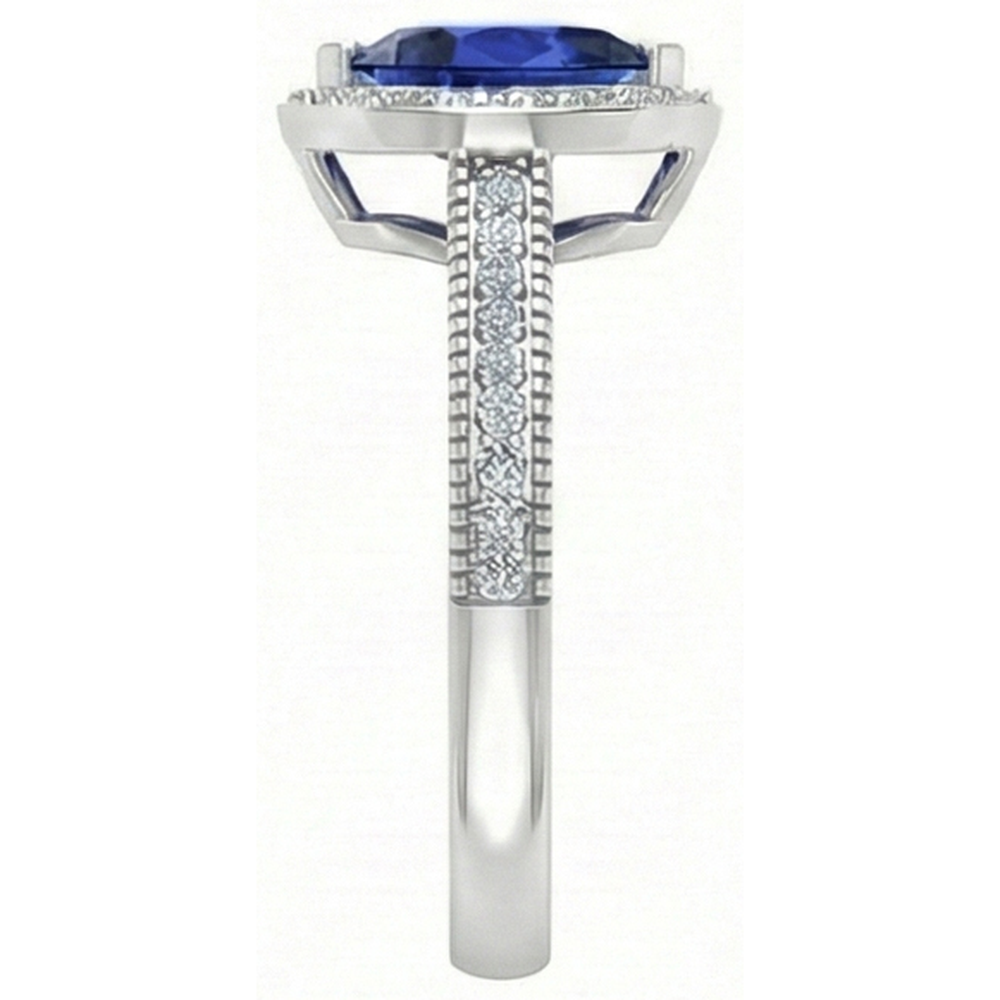 Pear Shape Royal Blue Sapphire ring in 14 Karat White Gold – angle view