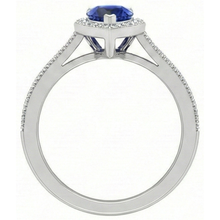 Pear Shape Royal Blue Sapphire ring in 14 Karat White Gold – profile view