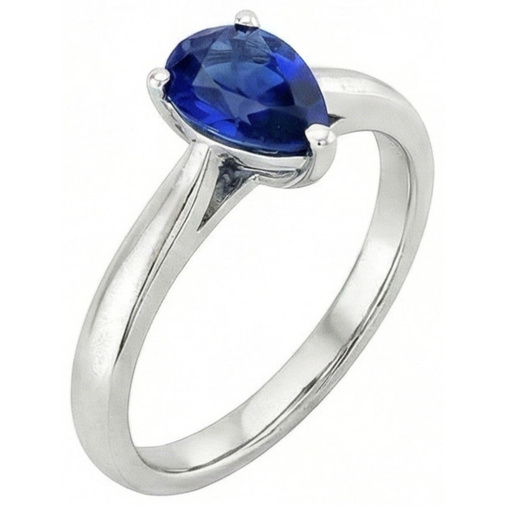 Pear Blue Sapphire Solitaire Engagement Ring 1 Carat Gemstone Jewellery