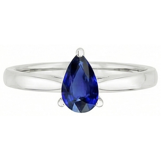 Pear Blue Sapphire Solitaire Engagement Ring 1 Carat Gemstone Jewellery