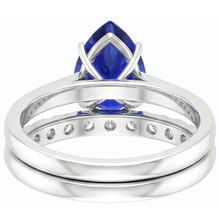 Pear Blue Sapphire Wedding Ring Set White Gold & Natural Earth Mined Diamonds 4.50 Carats