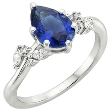Pear Blue Sapphire & Marquise, Round Natural Earth Mined Diamonds Ring 6.75 Carats