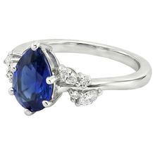 Pear Blue Sapphire & Marquise, Round Natural Earth Mined Diamonds Ring 6.75 Carats