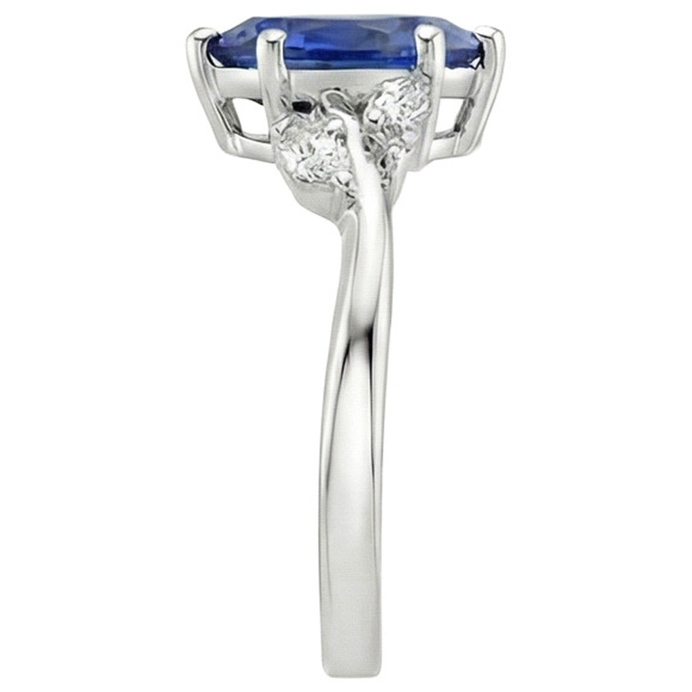 Pear Blue Sapphire & Marquise, Round Natural Earth Mined Diamonds Ring 6.75 Carats