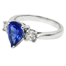 Pear Ceylon Sapphire Natural Earth Mined DIAMOND ( NOT LAB GROWN ) White Gold Ring 4.21 Ct Jewellery