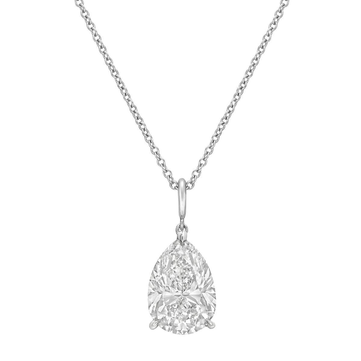 Pear Cut 2.50 Carat Real Diamond Pendant Necklace With Chain 14K White