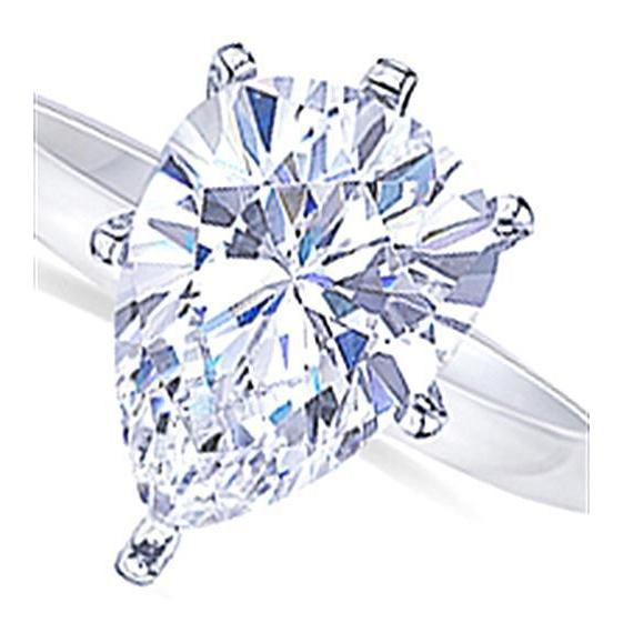 Pear Cut 2.50 Carats Real Diamond Solitaire Engagement Ring 14K