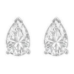 Pear Cut 3 Ct Real Diamond Ladies Stud Earring White Gold Fine Jewelry