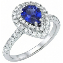 Pear Cut Ceylon Sapphire Natural Earth Mined DIAMOND ( NOT LAB GROWN ) Ring White Gold 14K 4 Carats