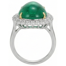 Pear Cut Green Emerald And Round Natural Earth Mined Diamond Engagenent Ring 7.75 Carats