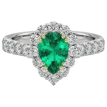 Genuine Colombian Emerald Precious Stone Ring 2 ct 14K Two Tone Gold – profile view