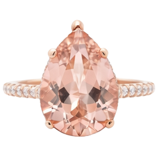 Pear Cut Morganite And Natural Earth Mined Diamonds 9.25 Ct Wedding Ring Rose Gold 14K
