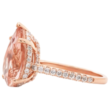 Pear Cut Morganite And Natural Earth Mined Diamonds 9.25 Ct Wedding Ring Rose Gold 14K