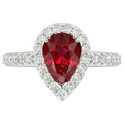 Pear Cut Ruby With Natural Earth Mined DIAMOND ( NOT LAB GROWN ) Ring White Gold 14K Jewellery 2.5 Ct.