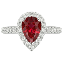 Pear Cut Ruby With Natural Earth Mined DIAMOND ( NOT LAB GROWN ) Ring White Gold 14K Jewellery 2.5 Ct.