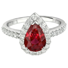 Pear Cut Ruby With Natural Earth Mined DIAMOND ( NOT LAB GROWN ) Ring White Gold 14K Jewellery 2.5 Ct.