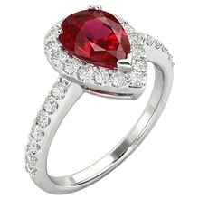 Pear Cut Ruby With Natural Earth Mined DIAMOND ( NOT LAB GROWN ) Ring White Gold 14K Jewellery 2.5 Ct.