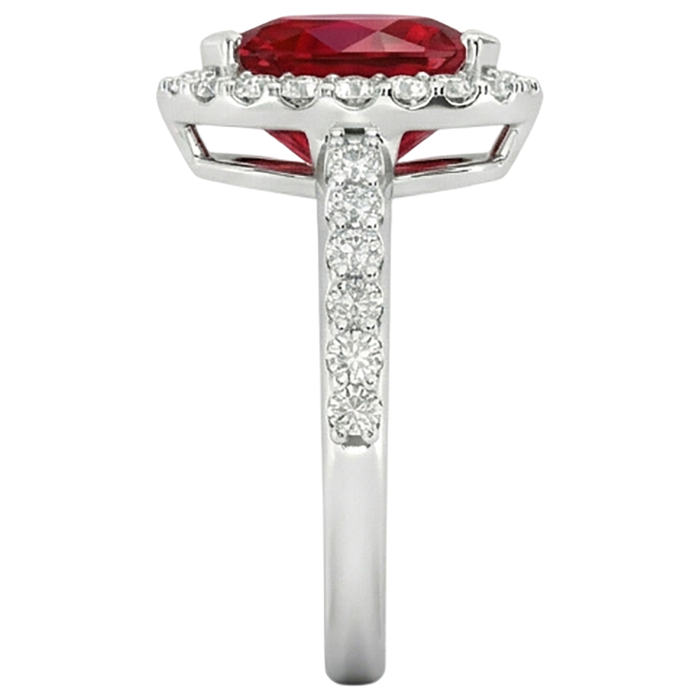 Pear Cut Ruby With Natural Earth Mined DIAMOND ( NOT LAB GROWN ) Ring White Gold 14K Jewellery 2.5 Ct.
