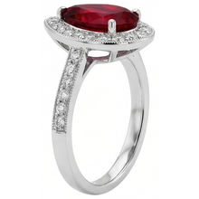 Pear Cut Ruby & Round Natural Earth Mined Diamond 3 Carats Wedding Ring Gold White 14K