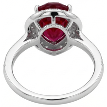 Pear Cut Ruby & Round Natural Earth Mined Diamond 3 Carats Wedding Ring Gold White 14K
