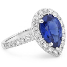 Pear Cut Sapphire And Natural Earth Mined Diamond Ring