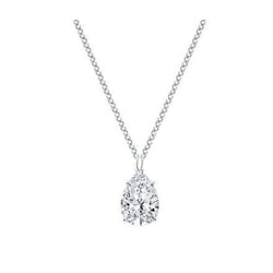 Pear Cut Solitaire 1.75 Carats Real Diamond Pendant Necklace White Gold