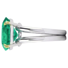 Colombian Emerald Precious Stone Ring 3-ct Two-Tone 14K Gold – angle view