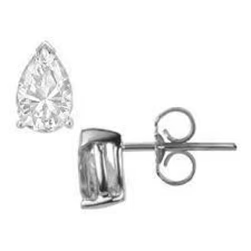 Pear Cut Solitaire Natural Diamond Stud Earring 1.50 Carats 14K White Gold