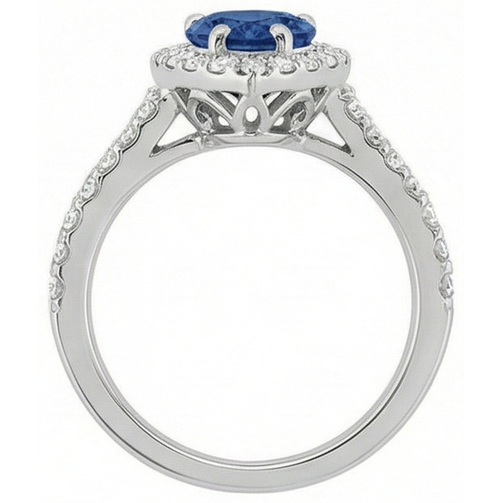 natural round sapphire 4ct ring profile view