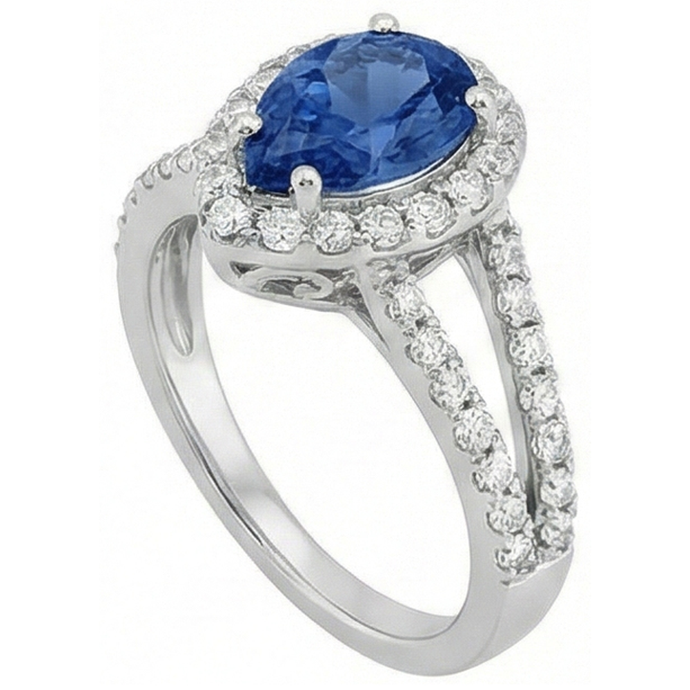 natural round sapphire 4ct ring front view