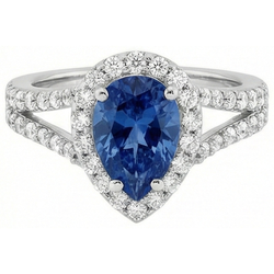Natural Sapphire Ring 4ct - White Gold 14K