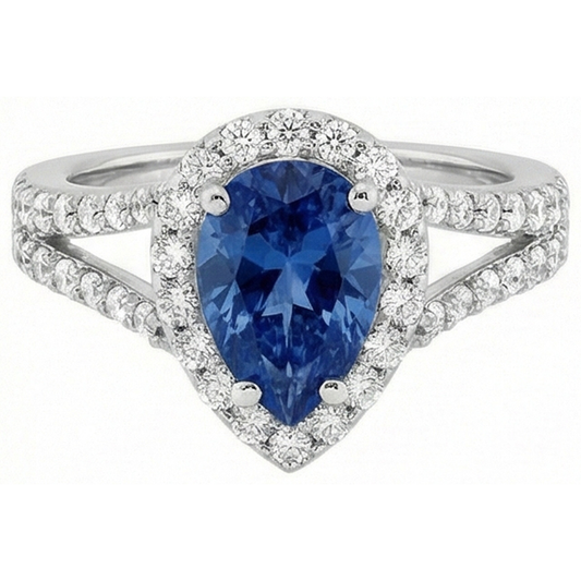 natural round sapphire 4ct ring close up detail