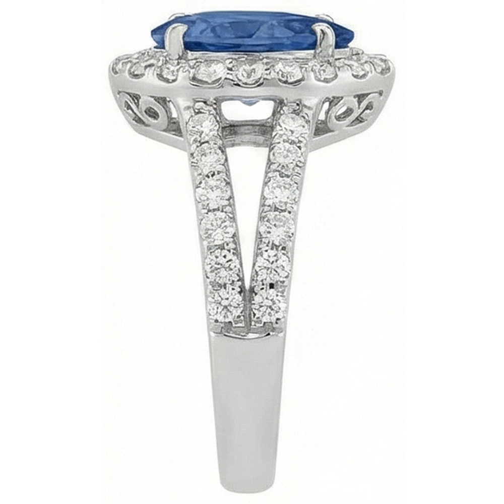 natural round sapphire 4ct ring top view