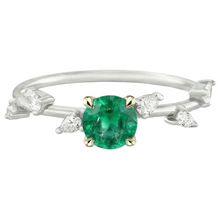 Natural Emerald Precious Stone Ring 2 ct Two-Tone 14K Gold – angle view