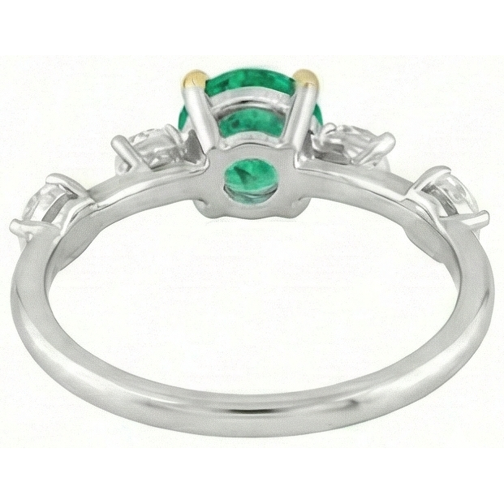 Emerald Precious Stone Ring 2-ct Two-Tone 14K Gold – top view