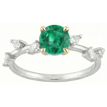 Natural Emerald Precious Stone Ring 2 ct Two-Tone 14K Gold – side view