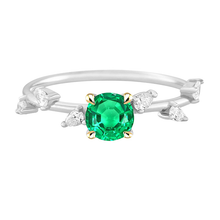Precious Stone Ring Two-Tone 14K Gold with Emerald – main view