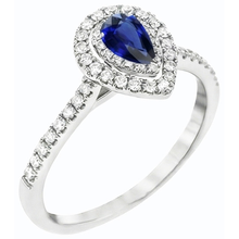Pear Double Halo Ring Blue Sapphire 14K Gold Natural Earth Mined Diamonds 2.50 Carats
