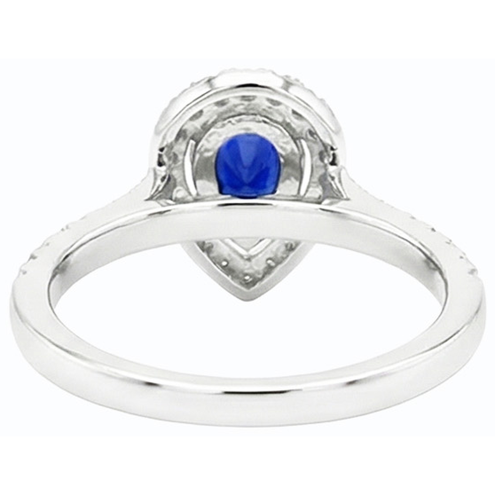 Pear Double Halo Ring Blue Sapphire 14K Gold Natural Earth Mined Diamonds 2.50 Carats