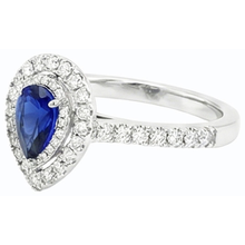 Pear Double Halo Ring Blue Sapphire 14K Gold Natural Earth Mined Diamonds 2.50 Carats