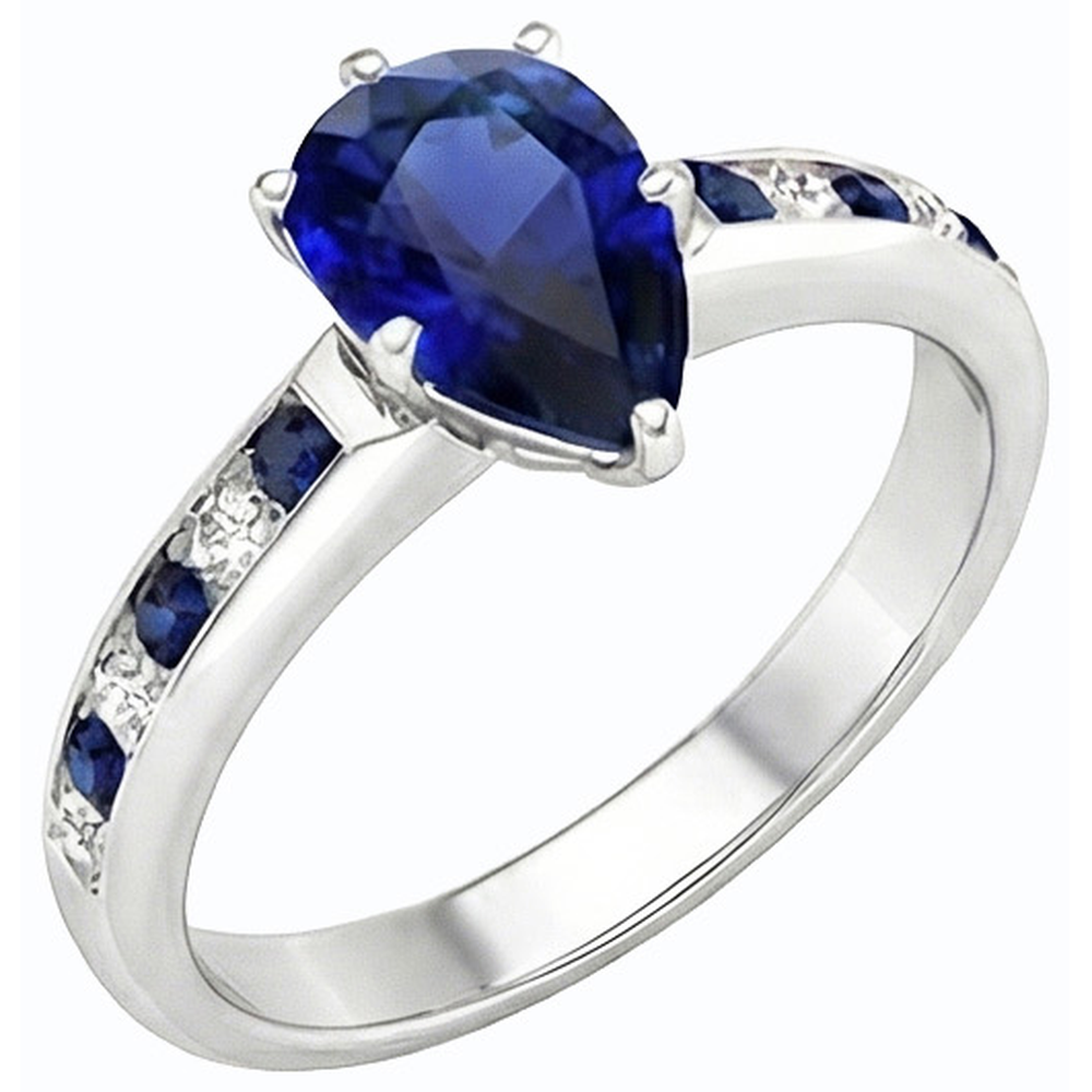 natural round sapphire 2ct ring front view